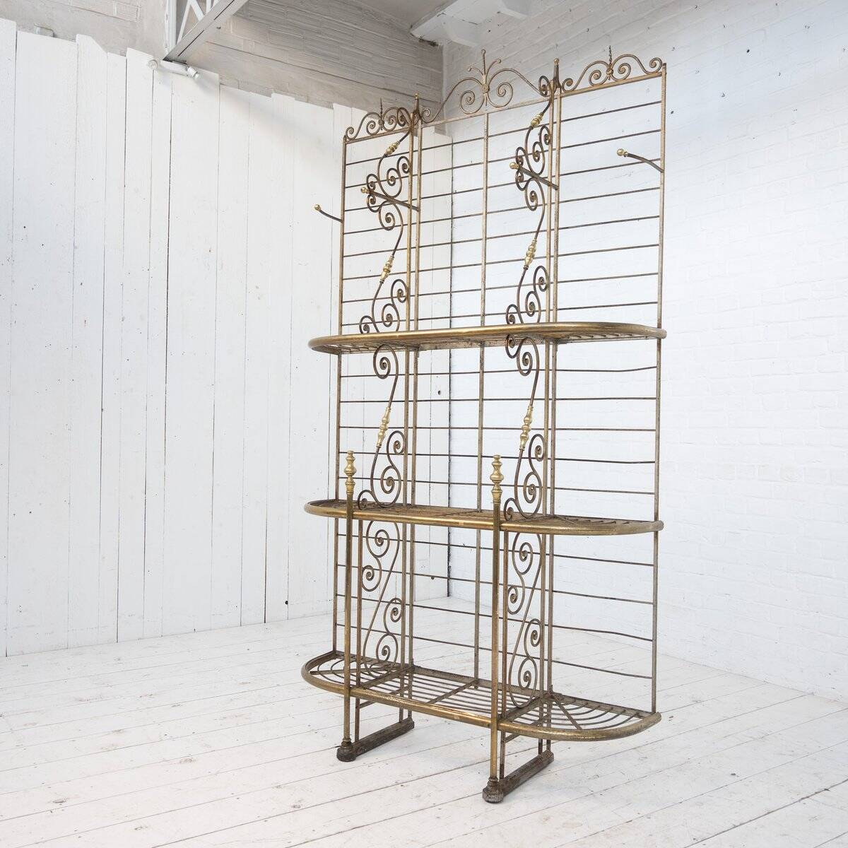 French bakery shelf in wrought iron and brass, 1900