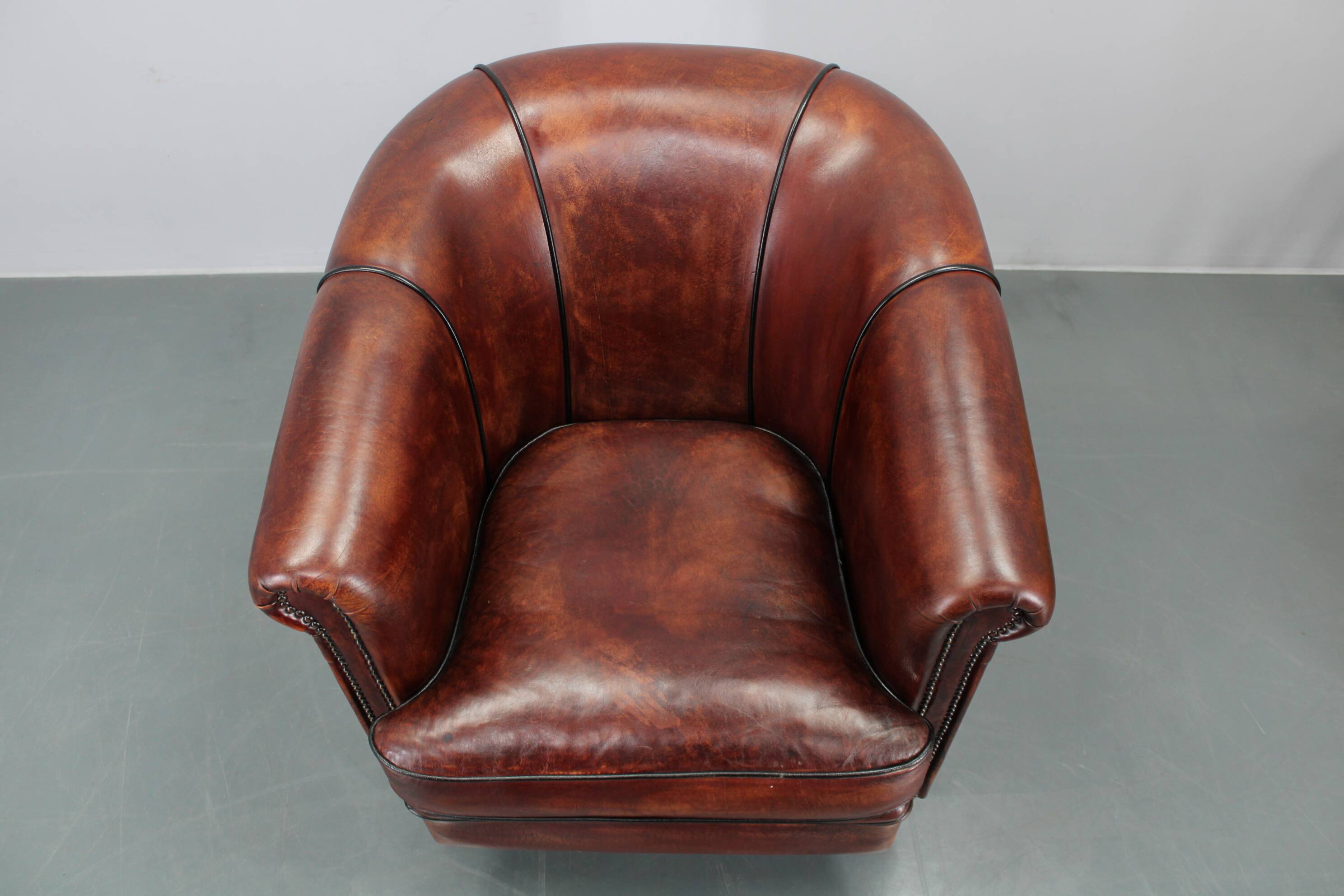 Fauteuil en cuir vintage, Tchécoslovaquie