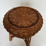 Vintage Mid Century Modern handwoven wicker stool
