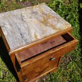 Art deco bedside table, marble top