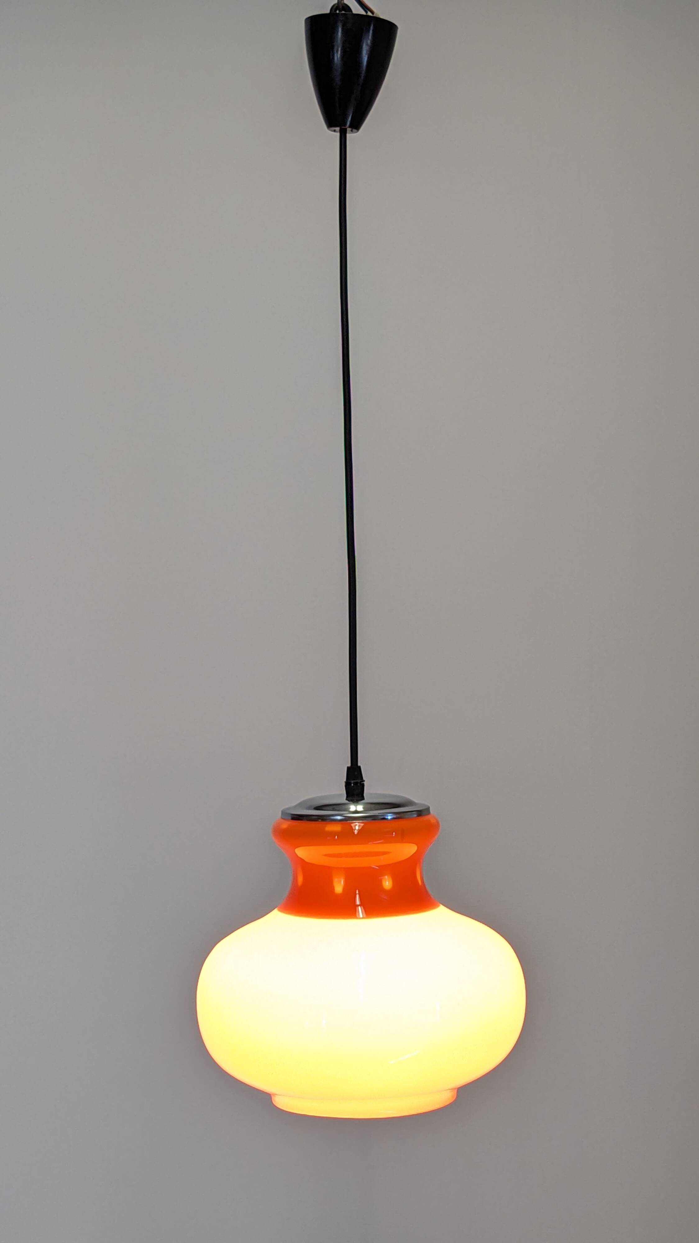 Orange opaline pendant light from the 60s/70s