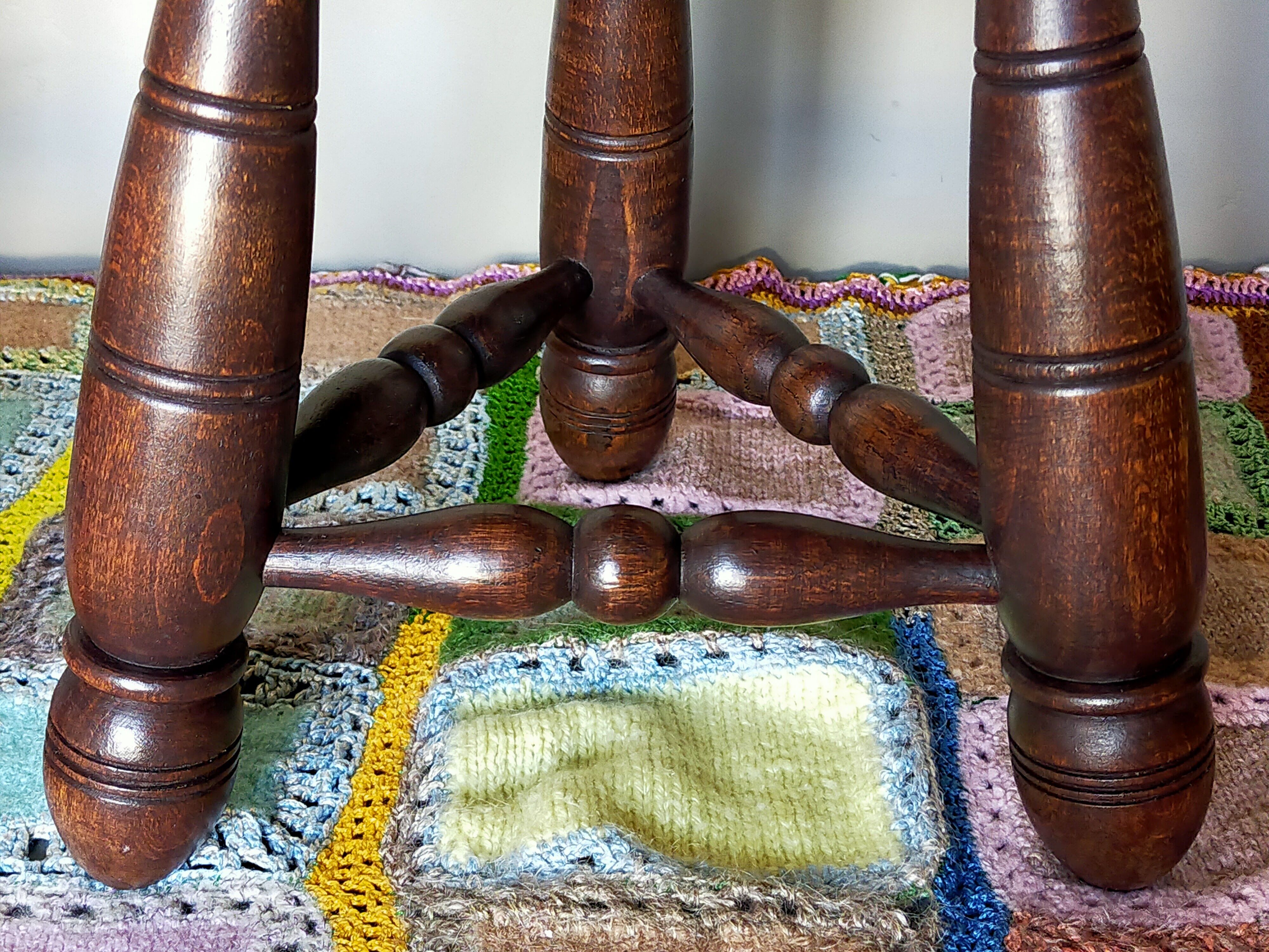 Pair of vintage wooden tripods stools