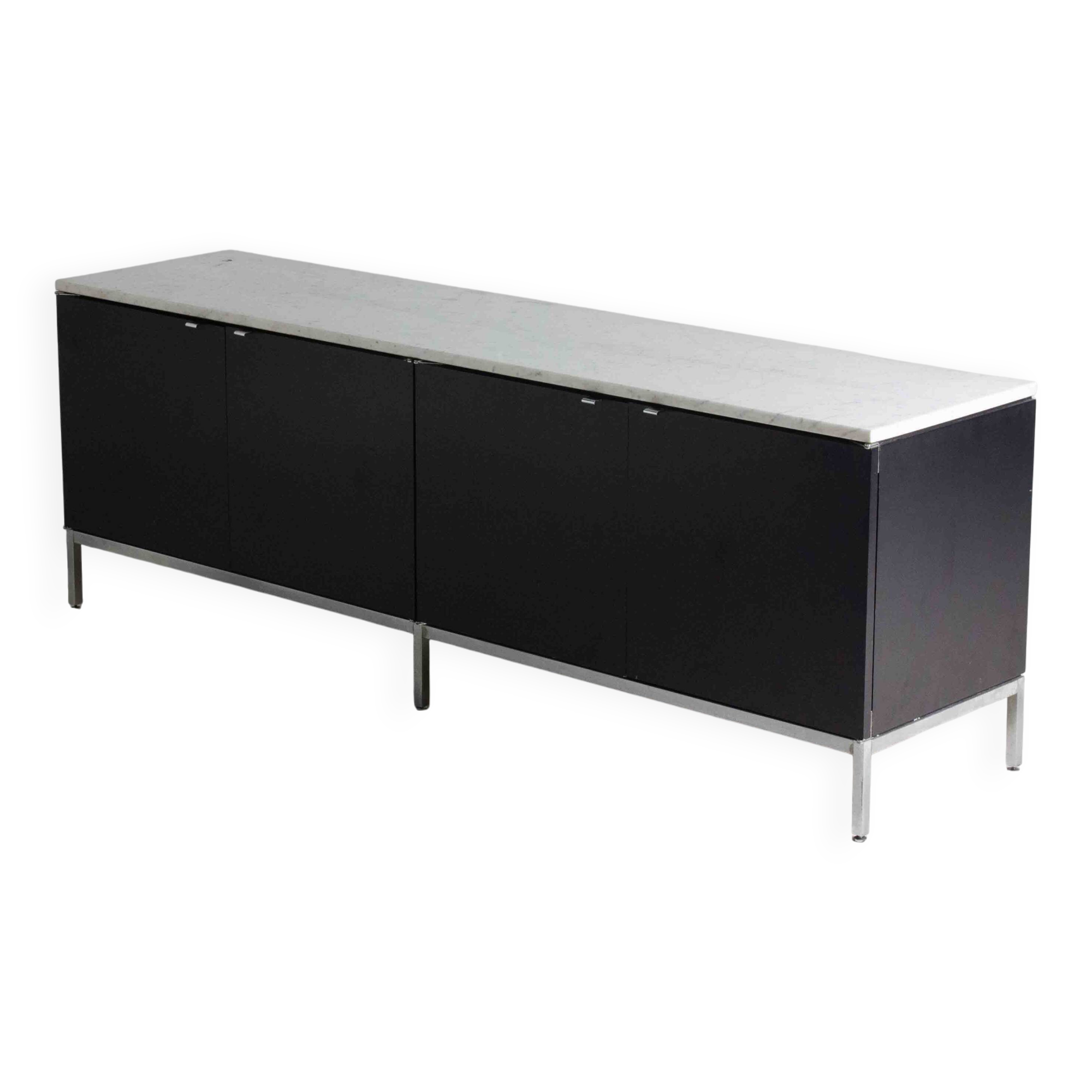 Buffet minimaliste de Florence Knoll en bois noir et marbre blanc, 1970
