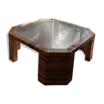 Table basse vintage en rotin et verre - Les composantes (Sezane)
