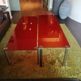 Red glass trundle coffee table by Jean Nouvel edited by Zeritalia