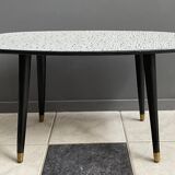 Black and White oval formica table 1960s