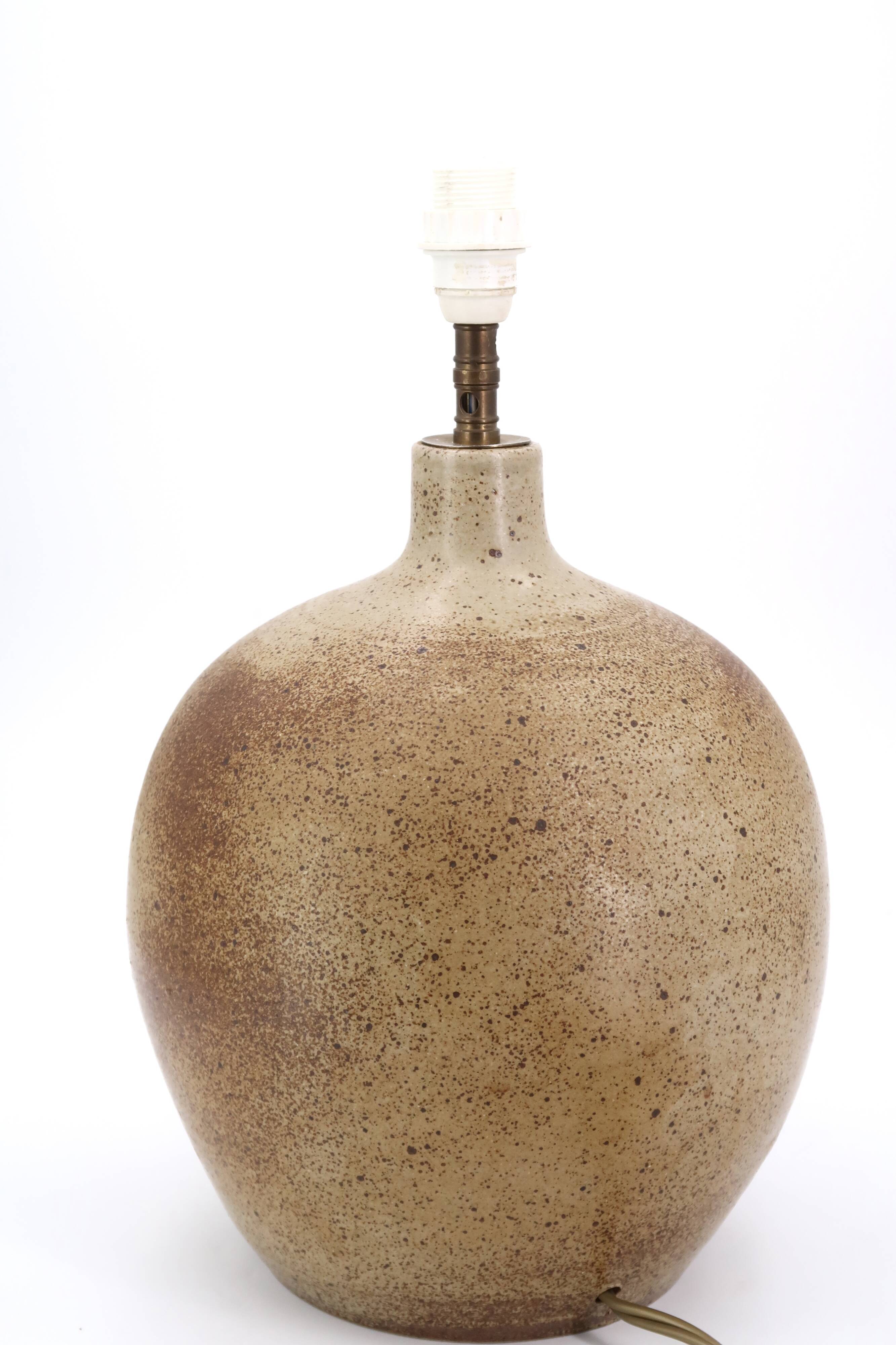 Ball lamp in beige and brown sandstone, 60s ceramic