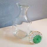 Bottle glass with colorful chiseled cap vintage
