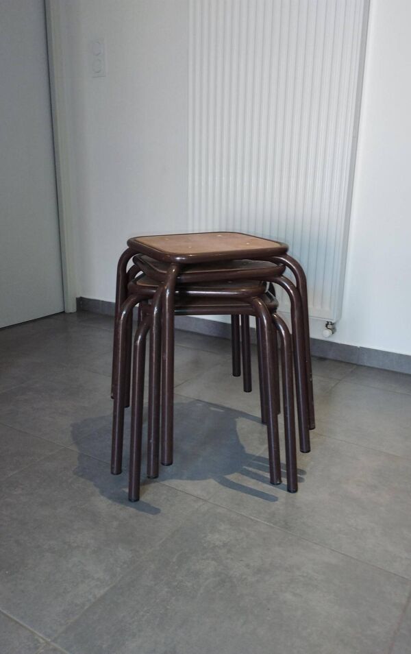 4 tabourets Mullca indus, atelier, école époque vintage