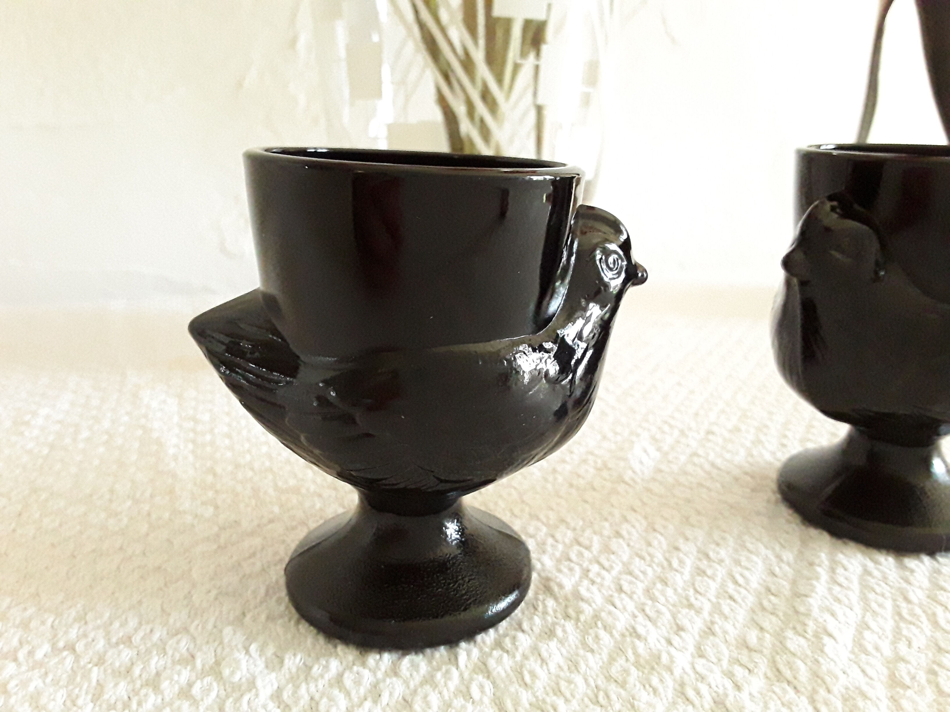 Vintage chicken shells in black opaline