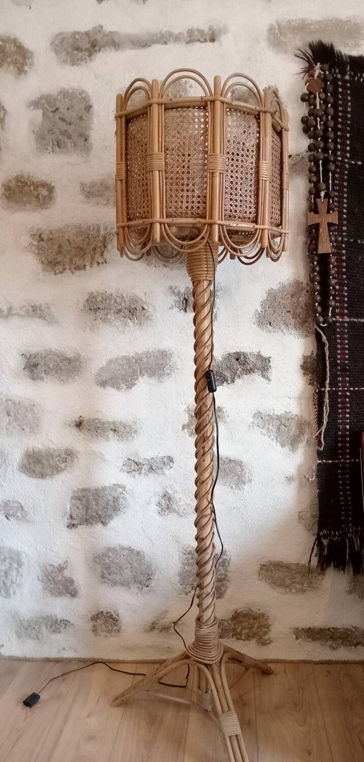 Rattan floor lamp