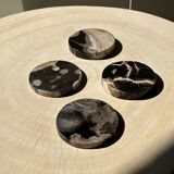 Set of 4 fossilized wooden coasters