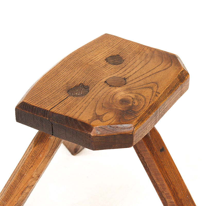 Rustic Minimalist Brutalist Wabi Sabi Oak Stool or Side Table