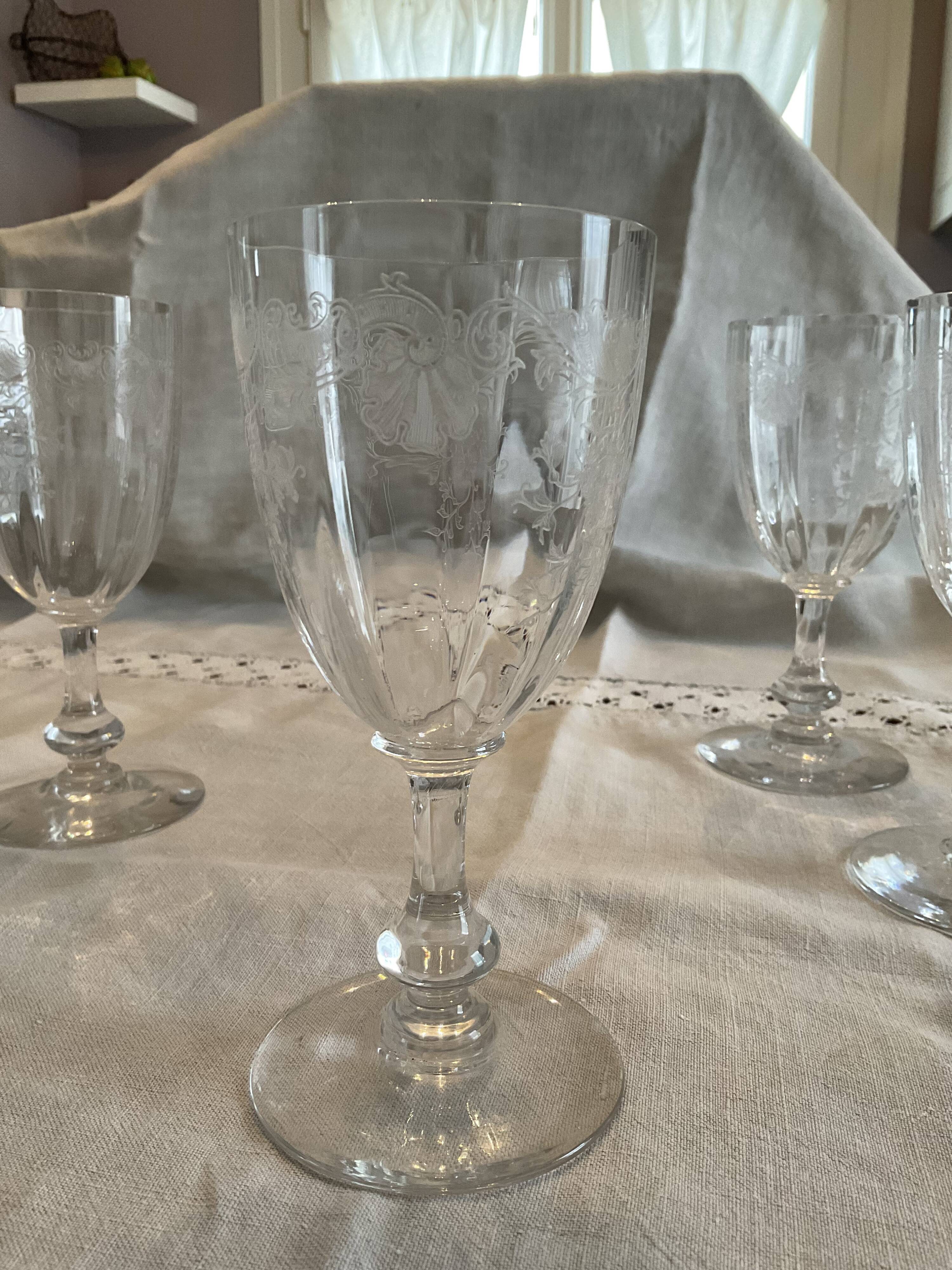 5 water glasses, Crystal Saint Louis, model Massenet with Venetian dimensions