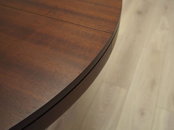 Table ronde extensible en acajou, Italie années 1970