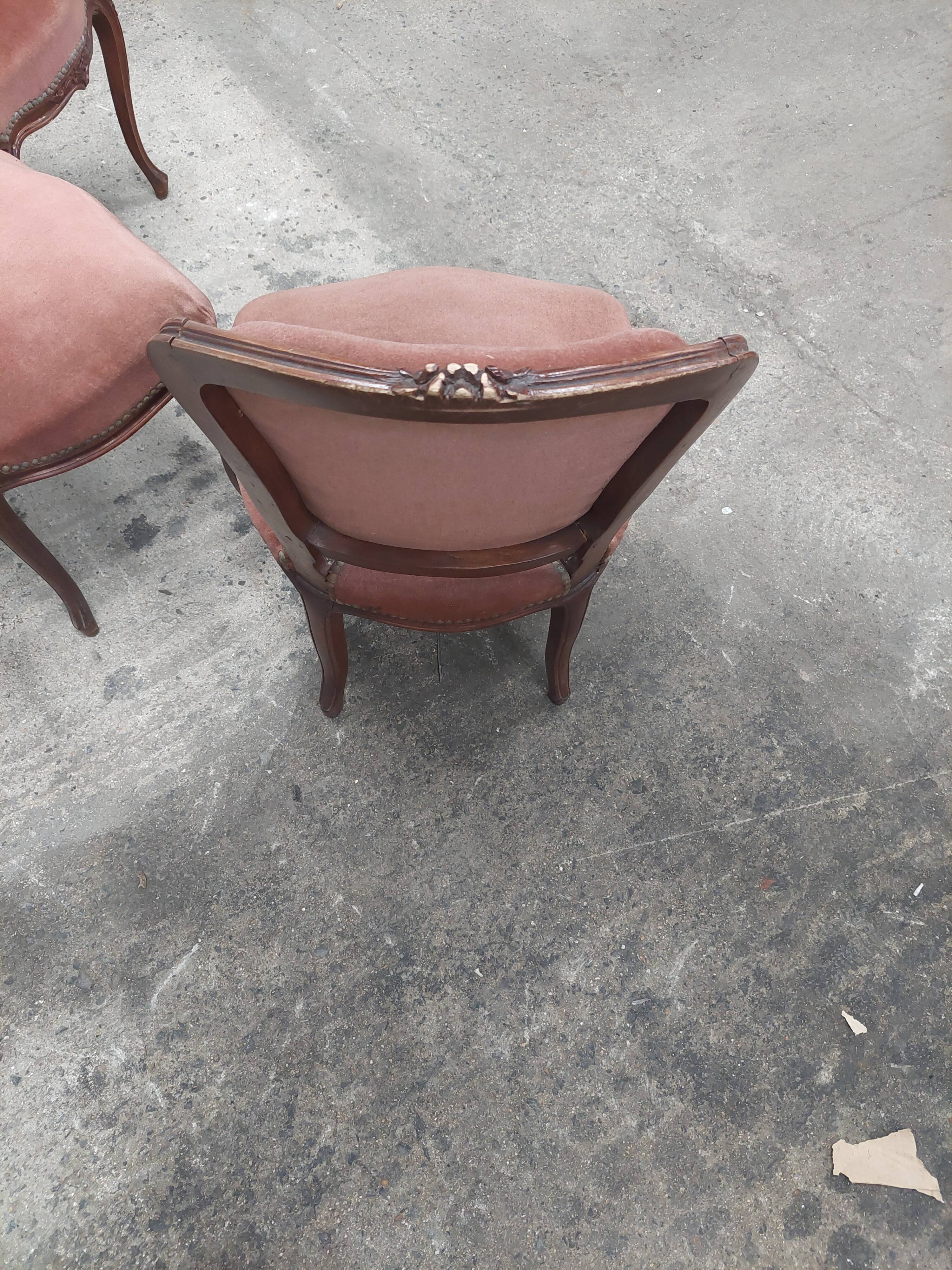 Set of 3 Louis Philippe style chair in walnut