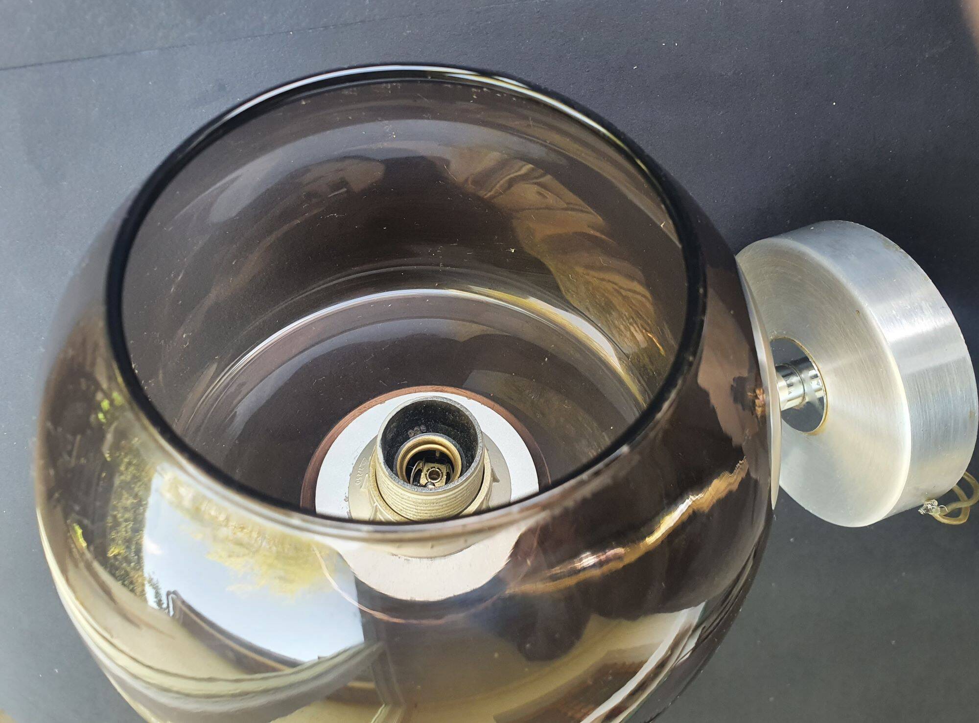 Chrome metal wall light with smoked glass from the 1980s.
