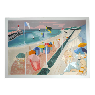 The beach - Original hand-signed lithograph - Georges Lambert - 43/275