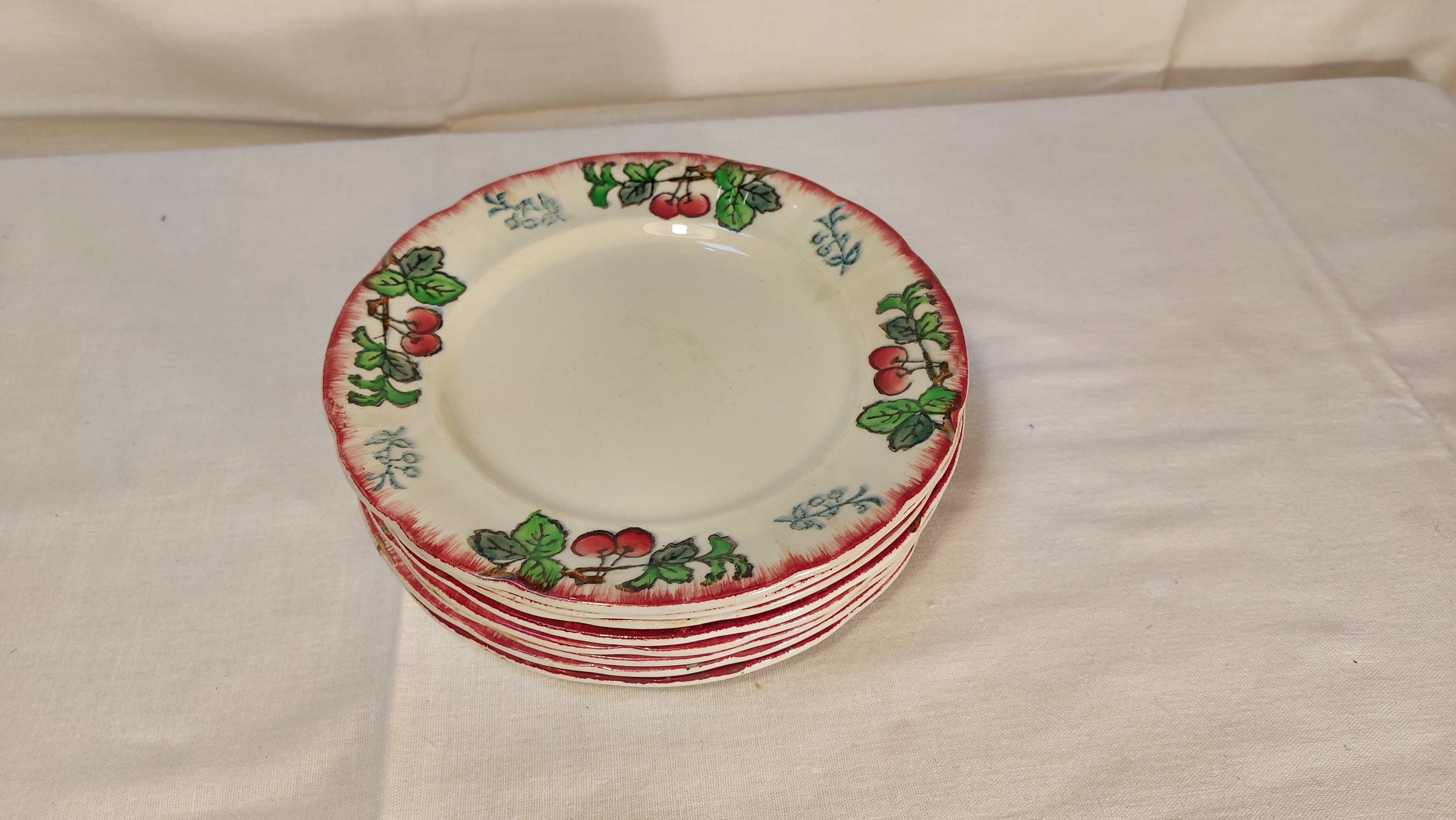 Series of 8 vintage dessert plates Montmorency model of Longwy faïenceries