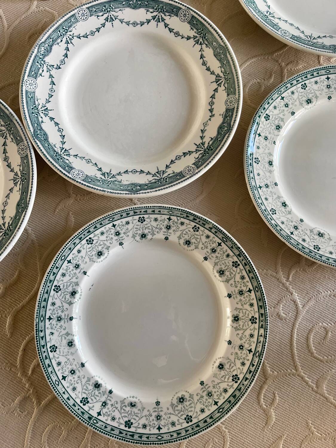 5 antique ironstone plates from Moulin des Loups.