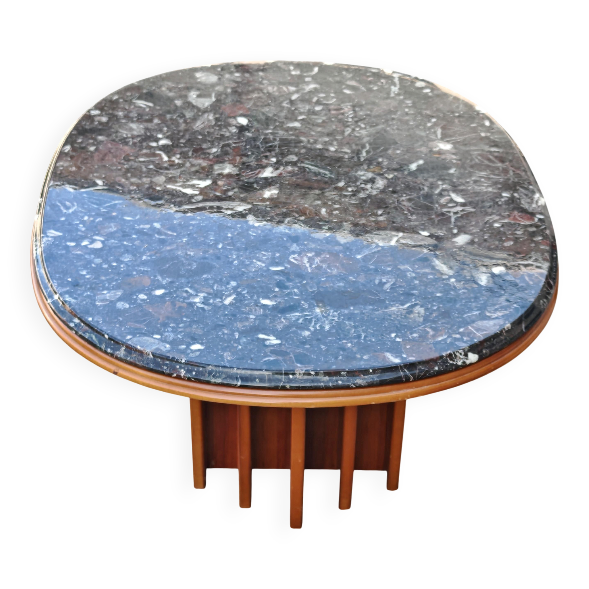 Table basse Mid Century Modern en cerisier avec dessus en granit, Danemark 1970