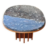 Mid Century Modern coffee table in cherry wood with a granite top, Denmark 1970.