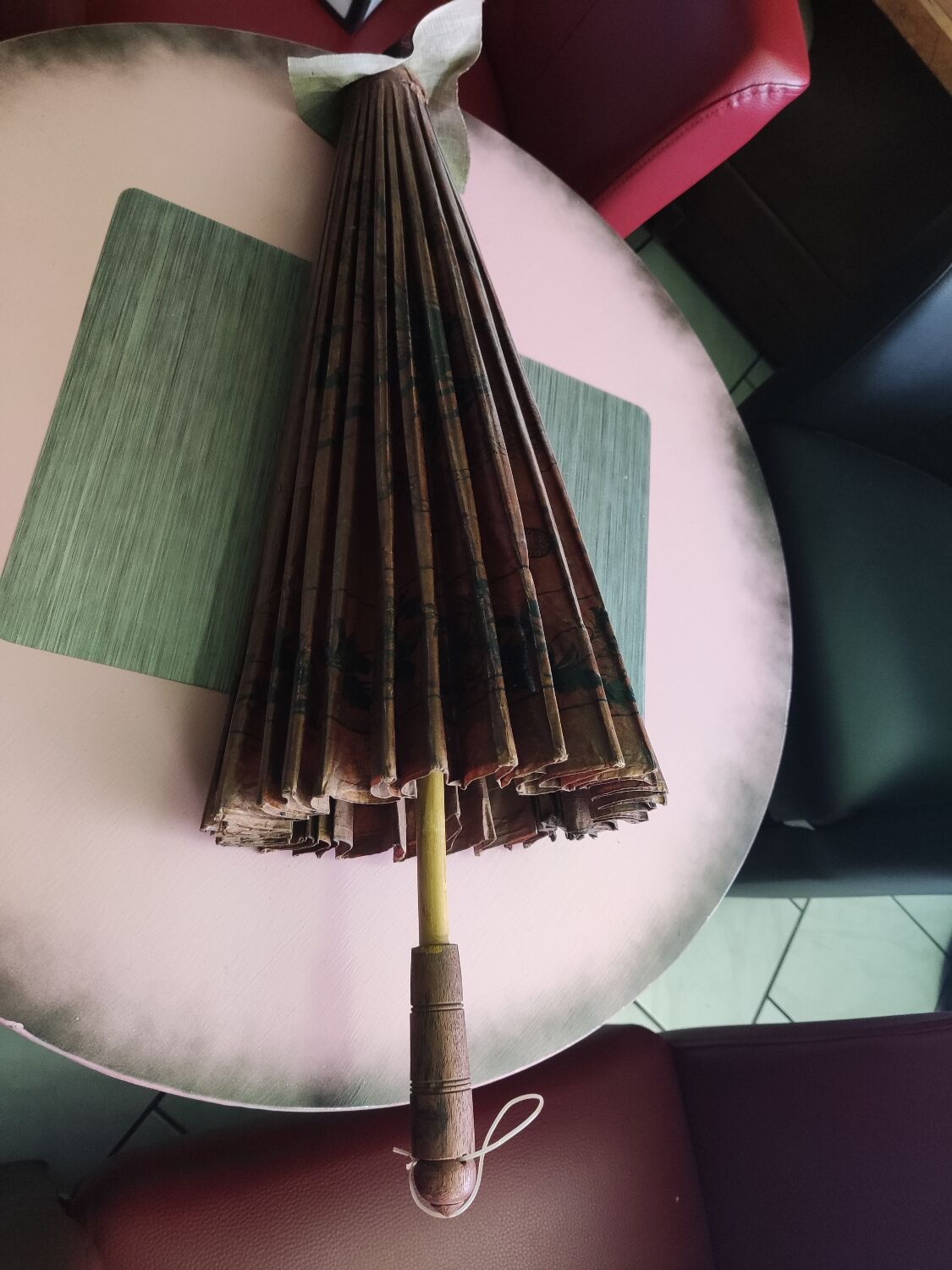 Asian paper and rattan umbrella