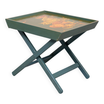 Turquoise Owl cross legs Serving table 1950s