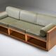 Three-seater sofa in moss green velvet and pitch pitch 1960