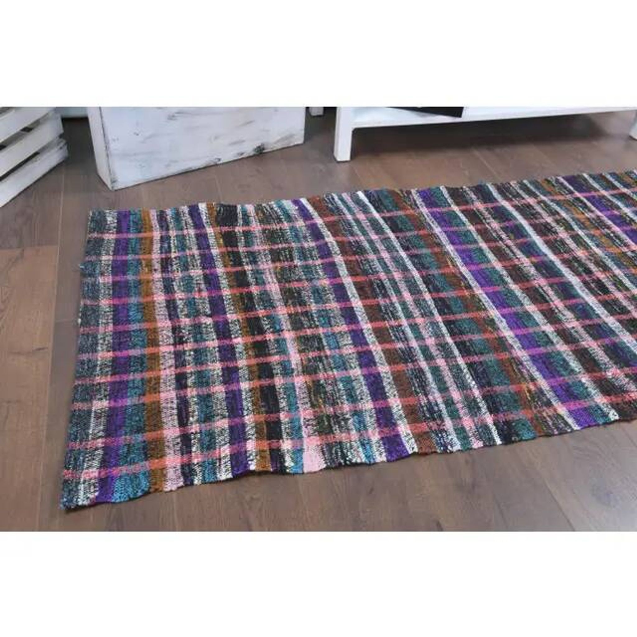 Vintage Turkish Hand-Knotted Wool Cotton Pink Kilim Runner Rug 83x220