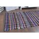 Vintage Turkish Hand-Knotted Wool Cotton Pink Kilim Runner Rug 83x220