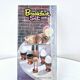 Set of 4 egg cups, salt shakers, pepper shakers and vintage wood and ceramic timer