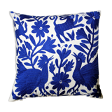 Dark blue hand embroidered cushion