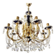 Large Russian chandelier in blue ceramic and crystal pendants, mid-20th century