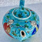 Antique ceramic teapot Asia minor musician's decoration turkey 1900 signed