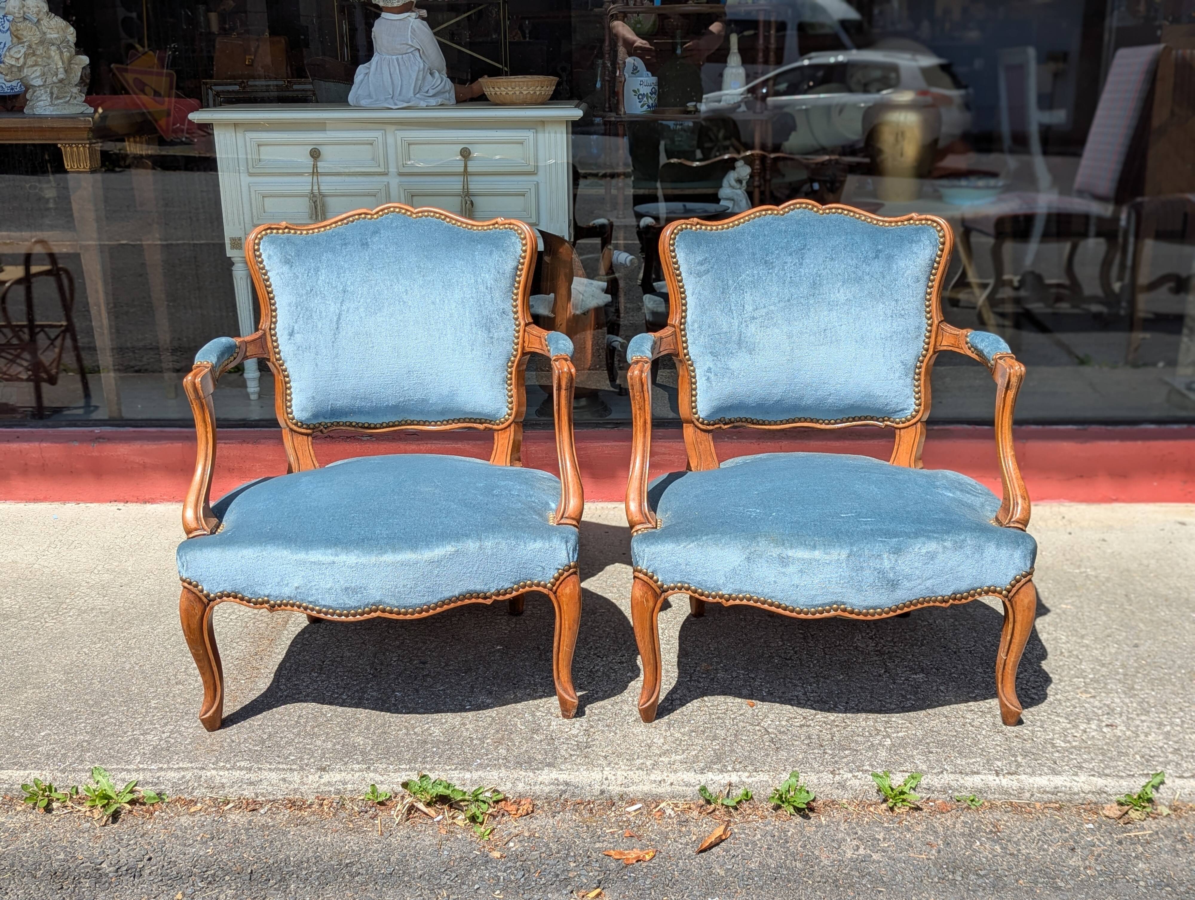 Pair of Louis XV cabriolet armchairs