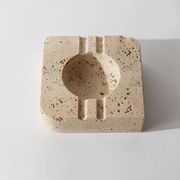 Vintage alabaster ashtray from the 1960s, beige stone, mid-century design, San Gimignano, Italy.
