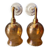 Pair of amber glass wall lights