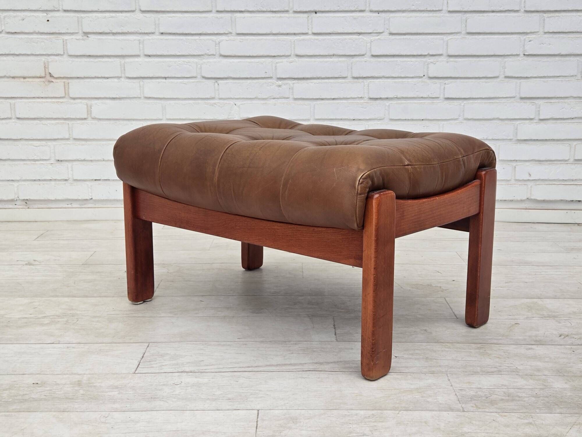 1970s, Swedish design, armchair with footstool, furniture leather.