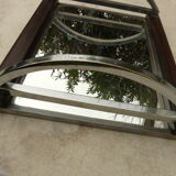 Plateau miroir macassar métal chromé art déco moderniste prises arceaux