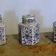 Série de 3 pots à thé en Chine bleue