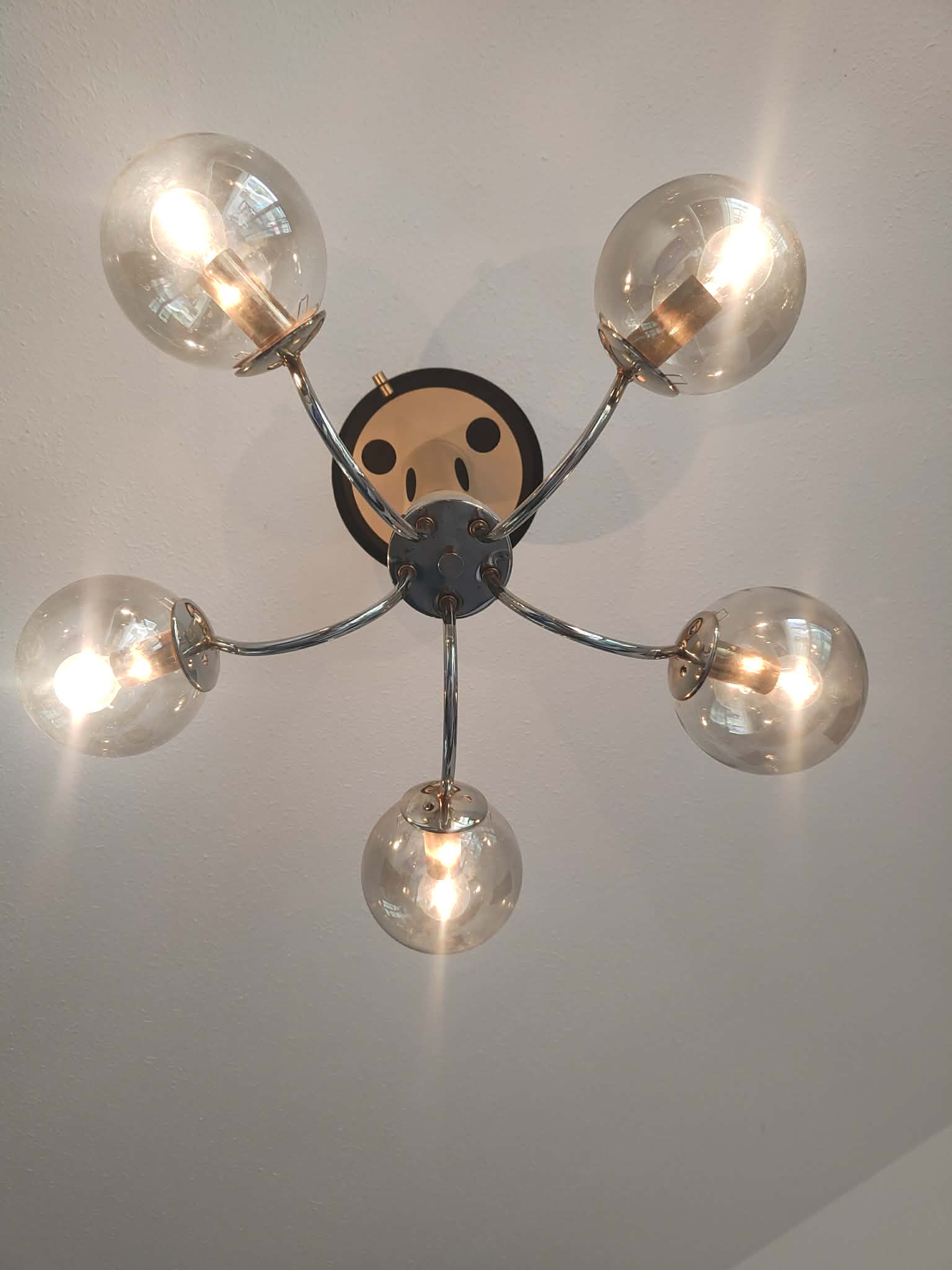 Vintage 1980 smoked glass pendant light