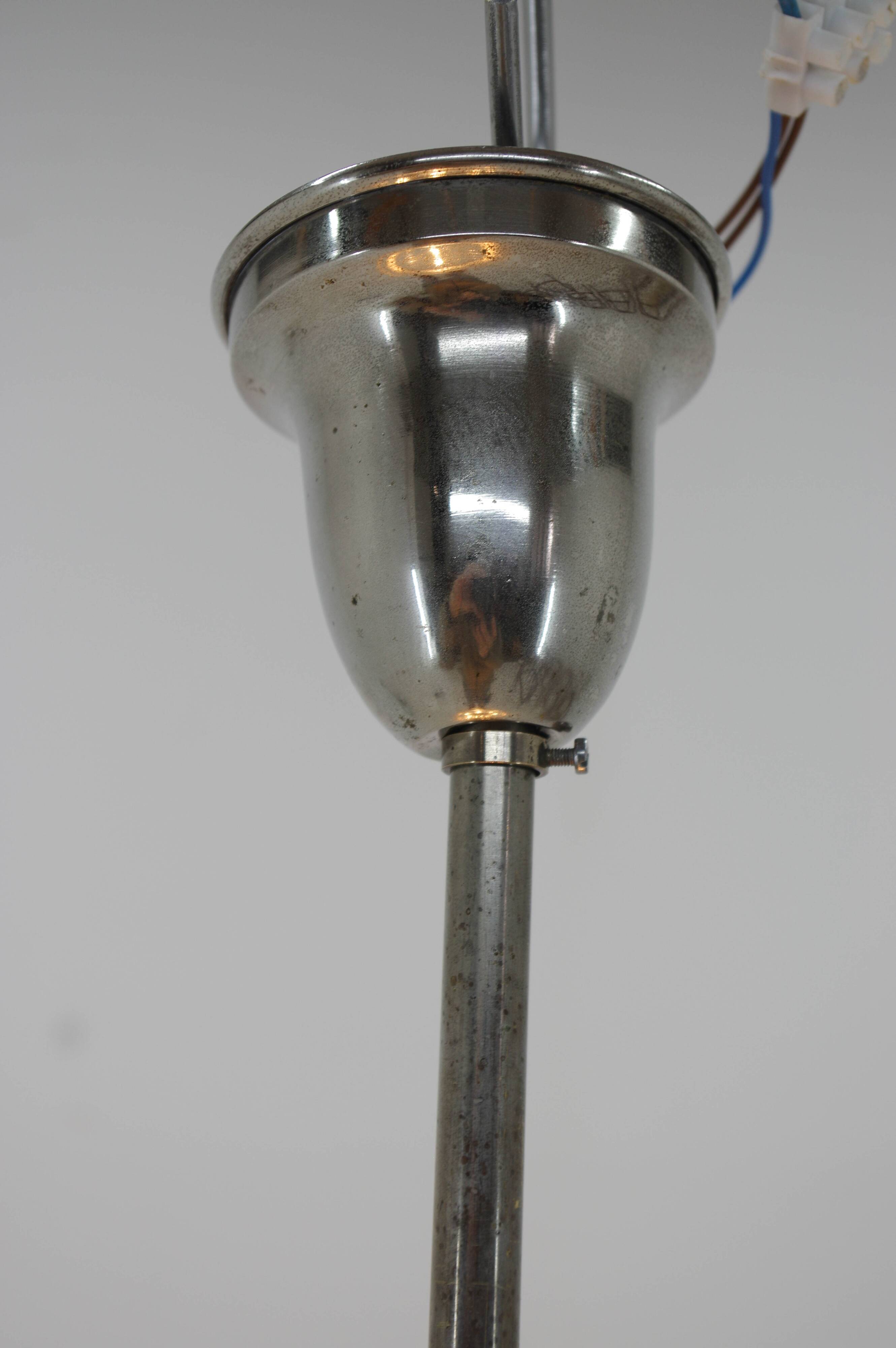 Bauhaus / Functionalist Nickel Chandelier UFO, 1930s, Restored