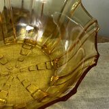 Art Deco style salad bowl in amber molded glass