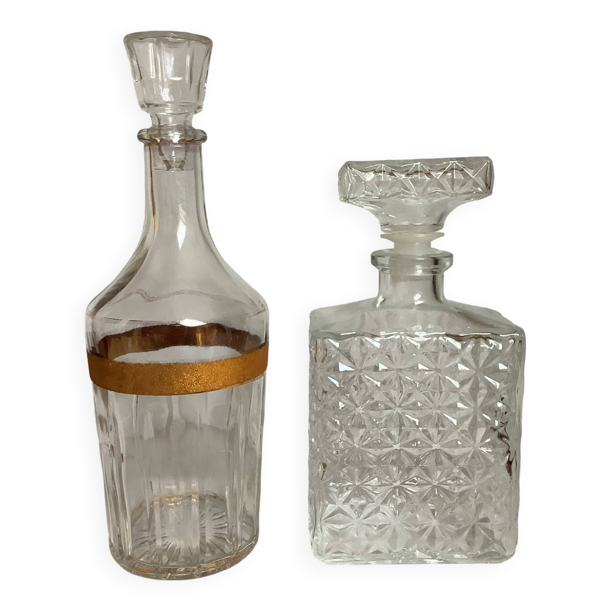 Paire de bouteilles carafes avec bouchons