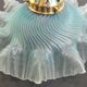 Vintage iridescent blue wavy glass suspension – flower lampshade – years lamp