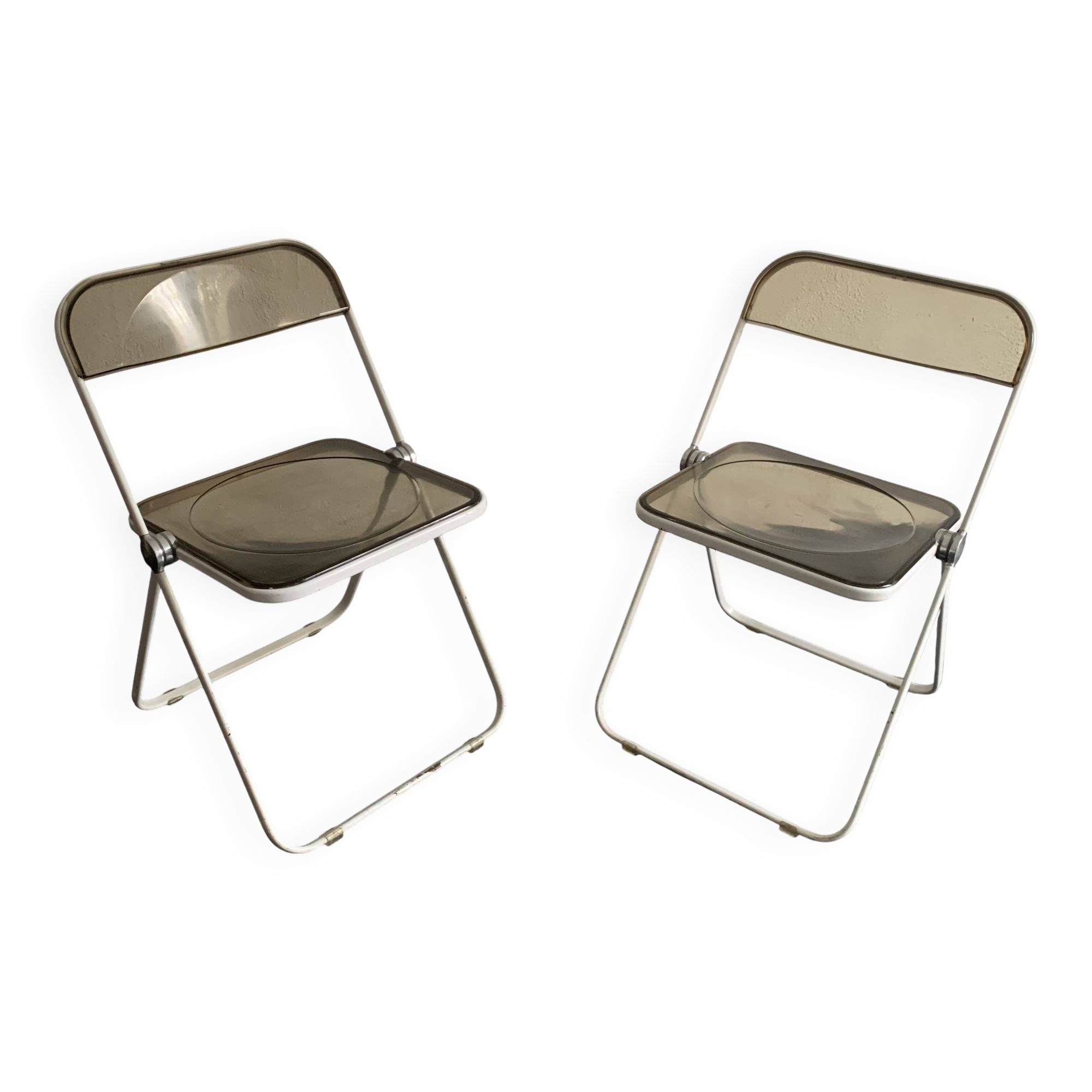 Paire de chaises vintage 1960 Plia par Giancarlo Piretti pour Castelli
