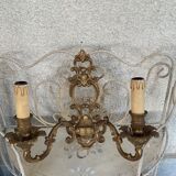 Wall lamp in gilded bronze style Louis XV baroque vintage