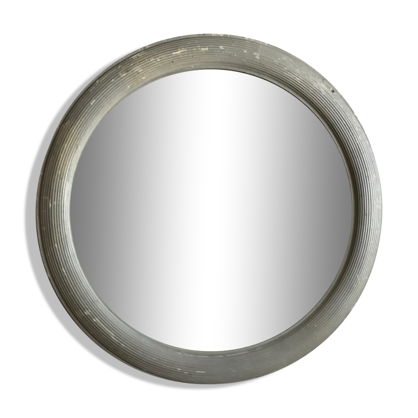 Vintage wood round mirror 1950