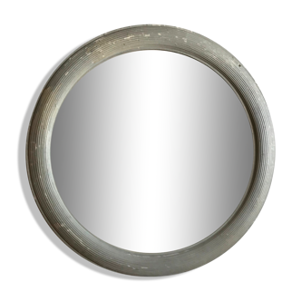 Miroir rond bois vintage 1950